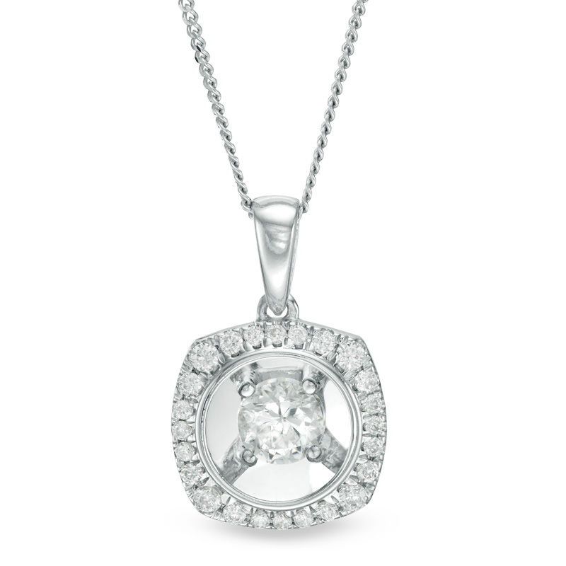Magnificence™ 1/3 CT. T.W. Diamond Cushion Frame Pendant in 10K White Gold