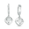 Thumbnail Image 1 of Magnificence™ 1/6 CT. T.W. Diamond Solitaire Tilted Cushion Frame Drop Earrings in 10K White Gold