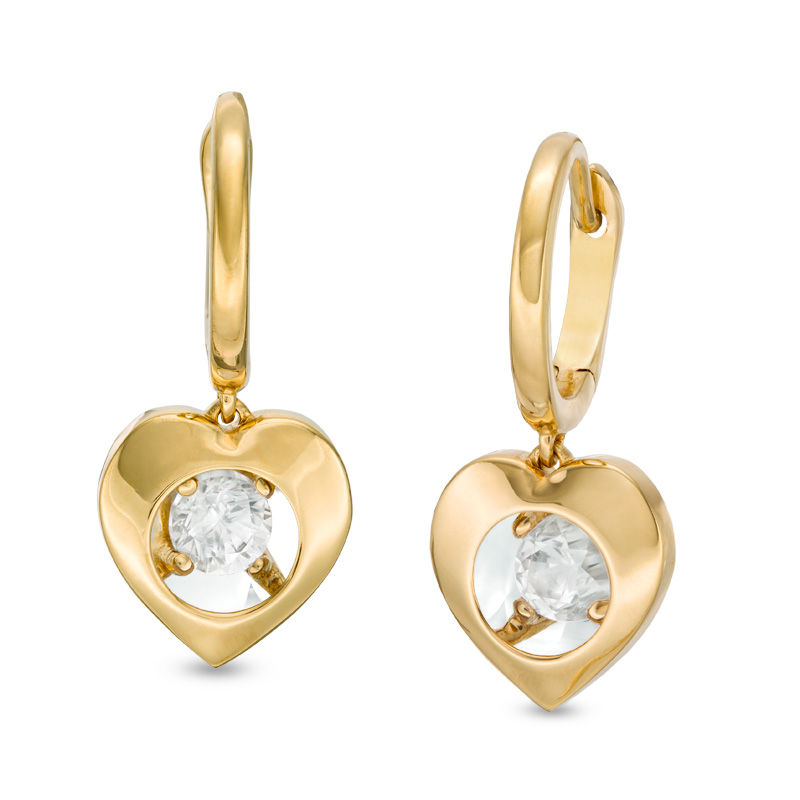 Main Image 1 of Magnificence™ 1/6 CT. T.W. Diamond Solitaire Heart Frame Drop Earrings in 10K Gold