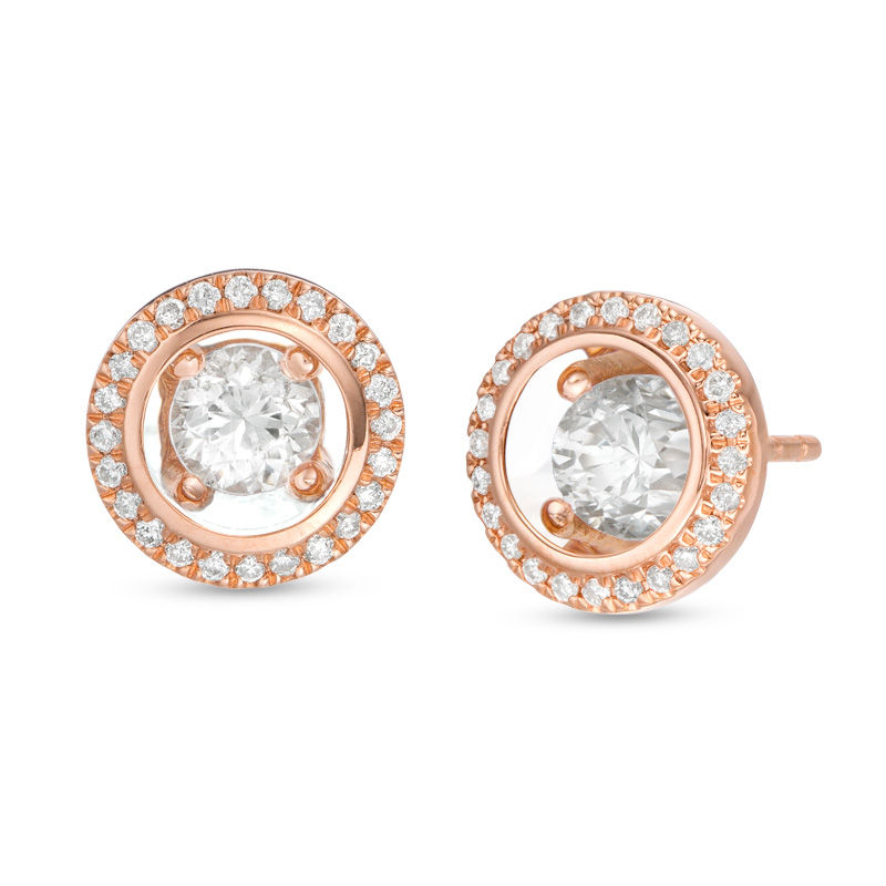 Magnificence™ 1/3 CT. T.W. Diamond Frame Stud Earrings in 10K Rose Gold