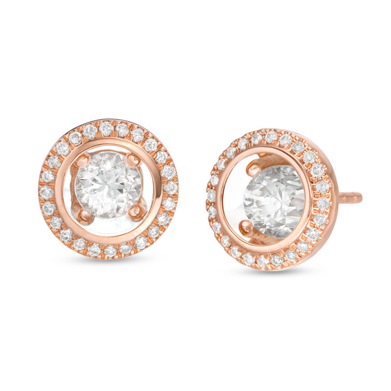 Main Image 1 of Magnificence™ 1/3 CT. T.W. Diamond Frame Stud Earrings in 10K Rose Gold
