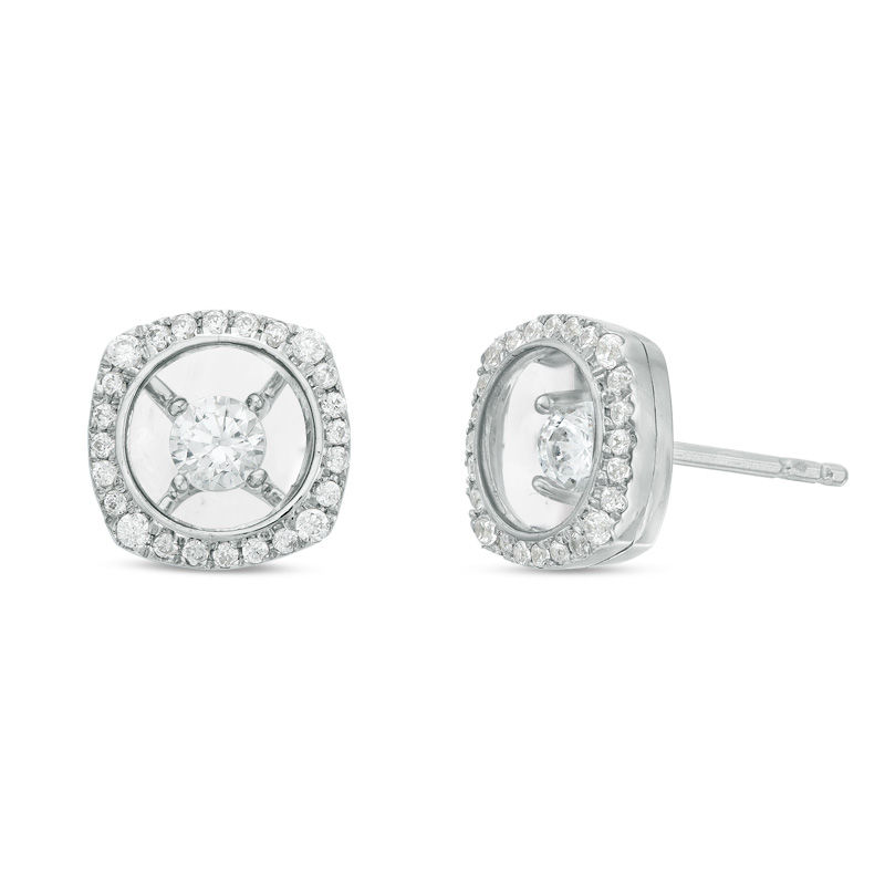 Magnificence™ 1/3 CT. T.W. Diamond Cushion Frame Stud Earrings in 10K White Gold