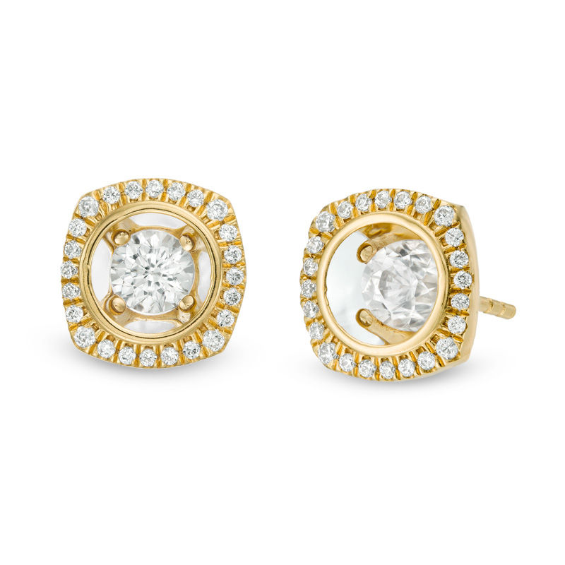 Magnificence™ 1/3 CT. T.W. Diamond Cushion Frame Stud Earrings in 10K Gold