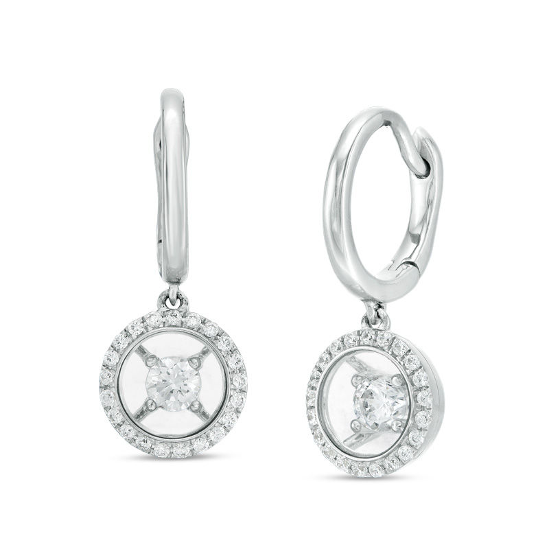 Magnificence™ 1/3 CT. T.W. Diamond Frame Drop Earrings in 10K White Gold