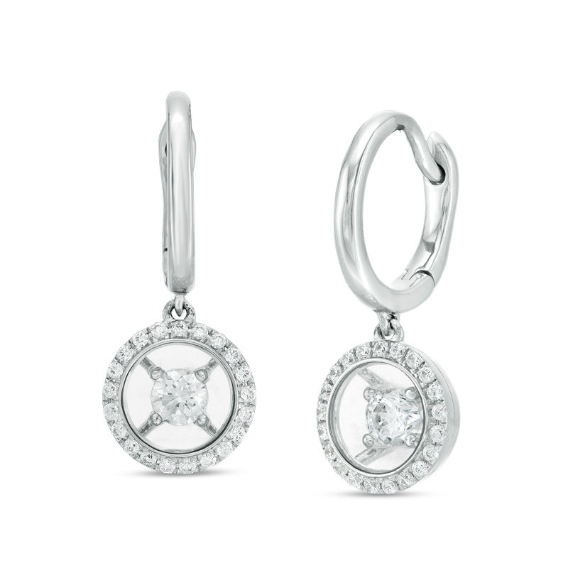 Main Image 1 of Magnificence™ 1/3 CT. T.W. Diamond Frame Drop Earrings in 10K White Gold