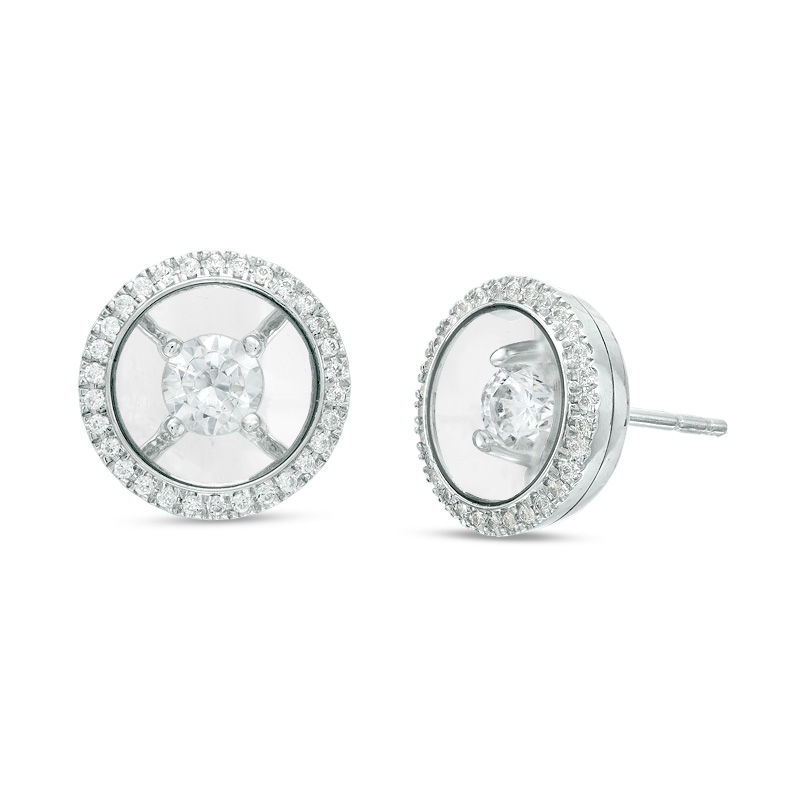 Main Image 1 of Magnificence™ 1/2 CT. T.W. Diamond Frame Stud Earrings in 10K White Gold