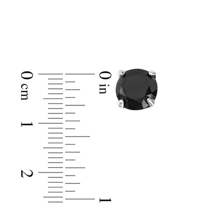 Main Image 2 of 1-1/4 CT. T.W. Black Diamond Solitaire Stud Earrings in 10K White Gold