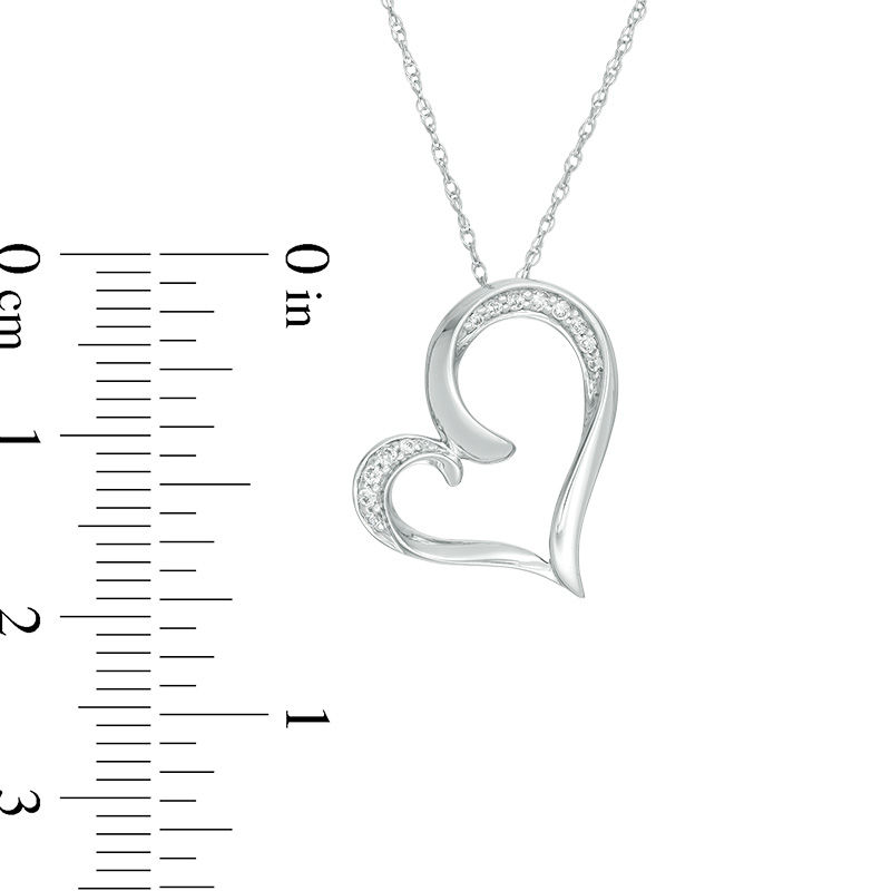 Main Image 2 of 1/15 CT. T.W. Diamond Tilted Heart Pendant in 10K White Gold