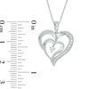 Thumbnail Image 2 of 1/8 CT. T.W. Diamond Double Heart Pendant in 10K White Gold