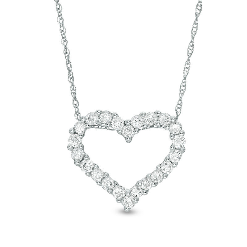 1/2 CT. T.W. Diamond Lined Heart Pendant in 10K White Gold