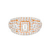 Thumbnail Image 0 of 2-1/2 CT. T.W. Certified Emerald-Cut Diamond Past Present Future® Split Shank Engagement Ring in 14K Rose Gold (I/SI2)