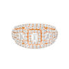 Thumbnail Image 1 of 2-1/2 CT. T.W. Certified Emerald-Cut Diamond Past Present Future® Split Shank Engagement Ring in 14K Rose Gold (I/SI2)