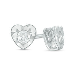 1/5 CT. T.W. Diamond Solitaire Heart Stud Earrings in Sterling Silver