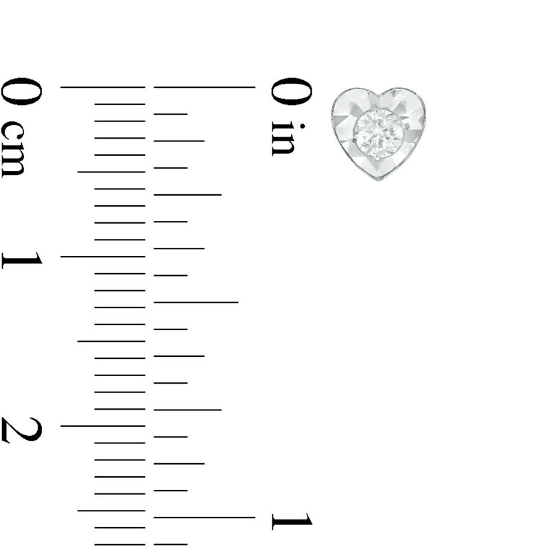 Main Image 2 of 1/5 CT. T.W. Diamond Solitaire Heart Stud Earrings in Sterling Silver