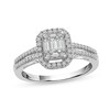 Thumbnail Image 1 of 1/2 CT. T.W. Multi-Diamond Rectangle Frame Double Row Engagement Ring in 14K White Gold