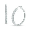 Lab-Created White Sapphire Twist Vintage-Style Hoop Earrings in Sterling Silver