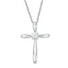 Thumbnail Image 0 of 4.0mm Lab-Created White Sapphire Solitaire Cross Pendant in Sterling Silver