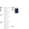 Thumbnail Image 1 of Emerald-Cut Lab-Created Blue Sapphire and 1/15 CT. T.W. Diamond Frame Stud Earrings in 10K White Gold