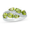 Thumbnail Image 1 of Peridot and Lab-Created White Sapphire Wave Ring in Sterling Silver