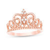 Thumbnail Image 1 of Lab-Created White Sapphire Crown Ring in Sterling Silver with 14K Rose Gold Plate