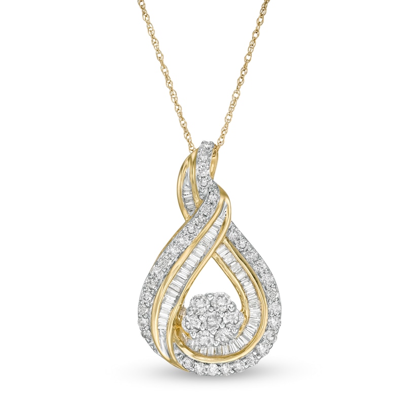 1 CT. T.W. Composite Diamond Flame Pendant in 10K Gold