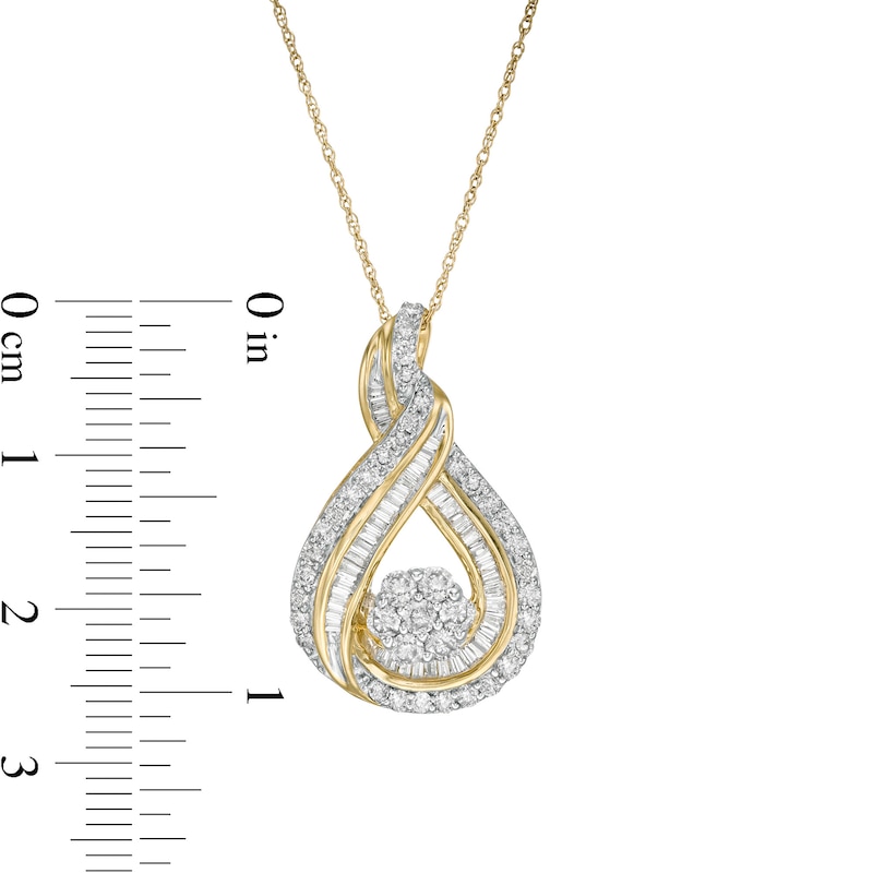 1 CT. T.W. Composite Diamond Flame Pendant in 10K Gold