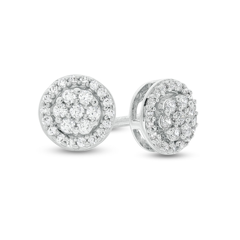 1/4 CT. T.W. Multi-Diamond Frame Stud Earrings in 10K White Gold