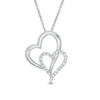 Thumbnail Image 1 of 1/10 CT. T.W. Diamond Double Heart Pendant in Sterling Silver
