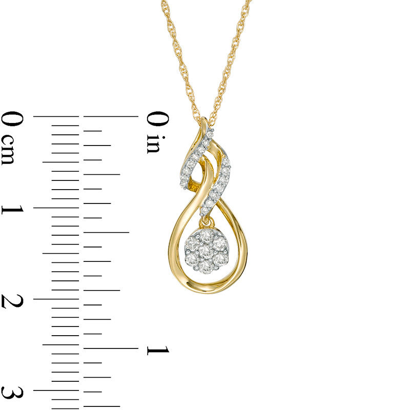 Main Image 2 of 1/6 CT. T.W. Composite Diamond Flame Pendant in 10K Gold