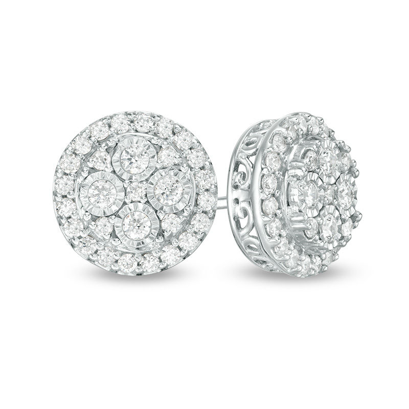 1/2 CT. T.W. Composite Diamond Frame Stud Earrings in 10K White Gold