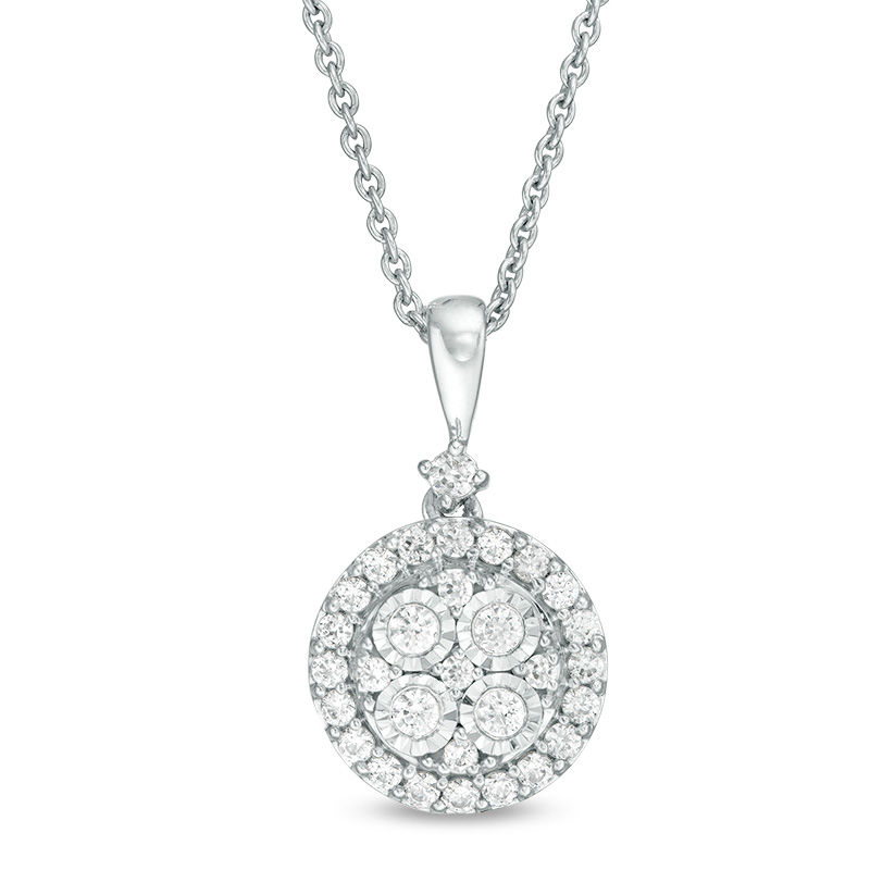 Main Image 1 of 1/4 CT. T.W. Composite Diamond Frame Pendant in 10K White Gold