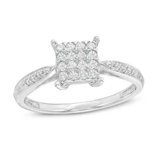 1/5 CT. T.W. Square Composite Diamond Promise Ring in 10K White Gold