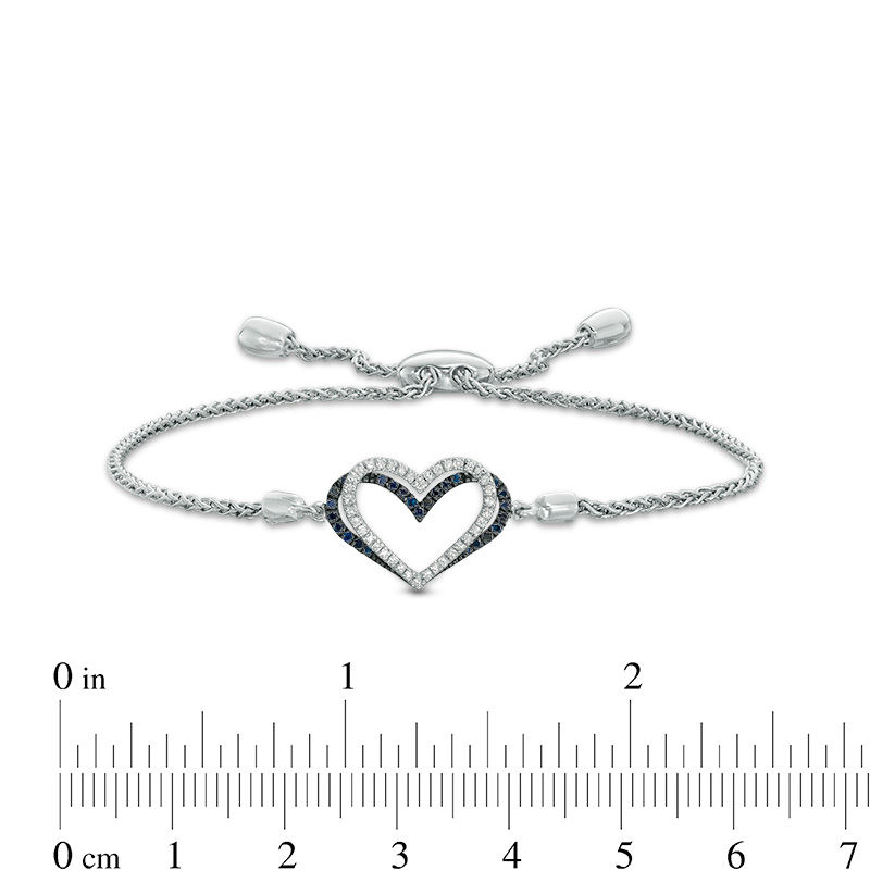 The Kindred Heart from Vera Wang Love Collection 1/10 CT. T.W. Diamond and Sapphire Bracelet in Sterling Silver - 9.0"