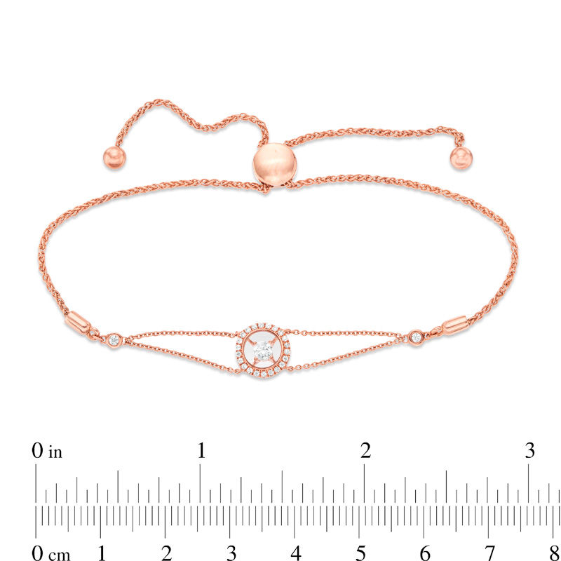 Main Image 2 of Magnificence™ 1/5 CT. T.W. Diamond Frame Bolo Bracelet in 10K Rose Gold - 9.25"