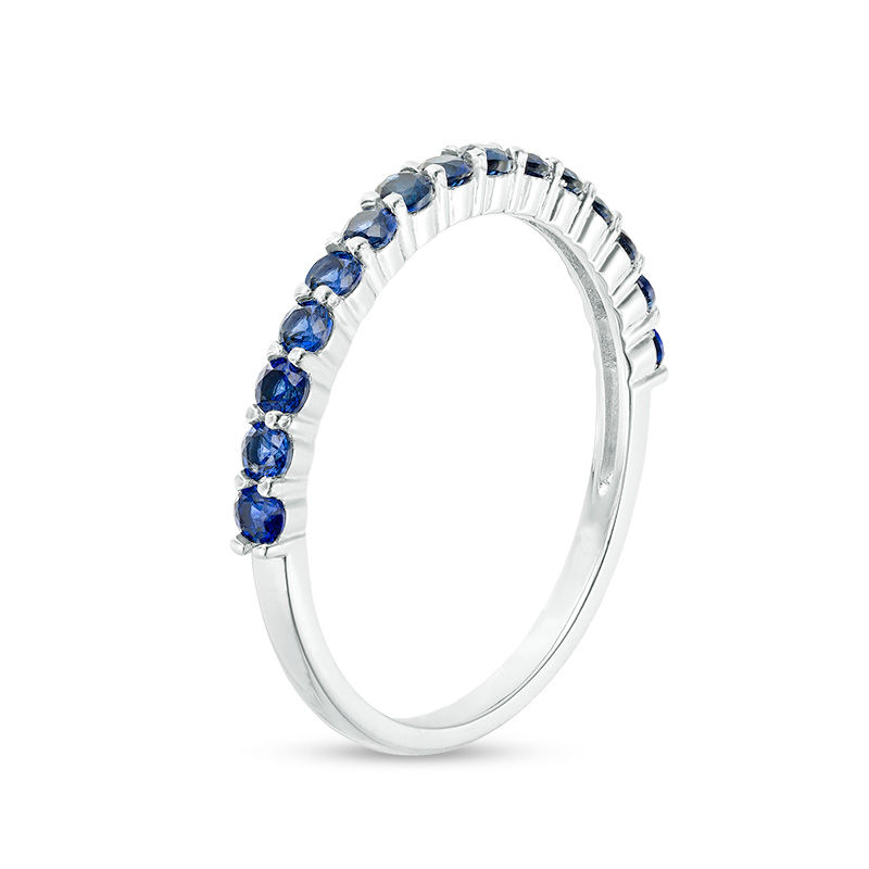 Main Image 2 of Lab-Created Blue Sapphire Band in Sterling Silver