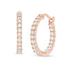 Thumbnail Image 1 of Lab-Created White Sapphire Inside-Out Hoop Earrings in Sterling Silver with 18K Rose Gold Plate
