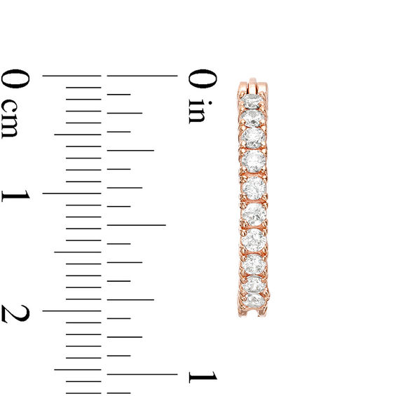 Lab-Created White Sapphire Inside-Out Hoop Earrings in Sterling Silver with 18K Rose Gold Plate Lab-Created White Sapphire Inside-Out Hoop Earrings in Sterling Silver with 18K Rose Gold Plate