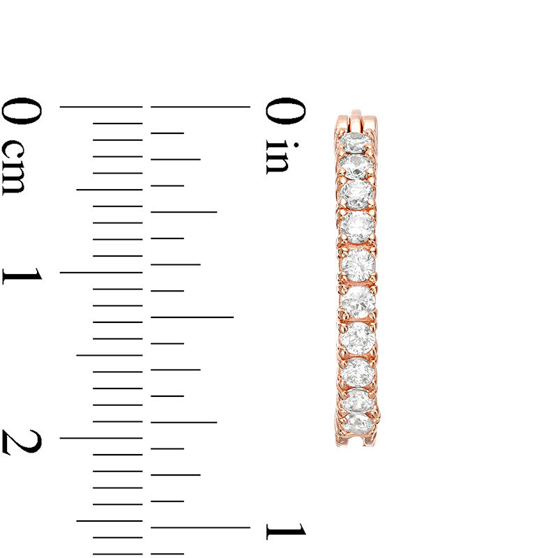 Lab-Created White Sapphire Inside-Out Hoop Earrings in Sterling Silver with 18K Rose Gold Plate