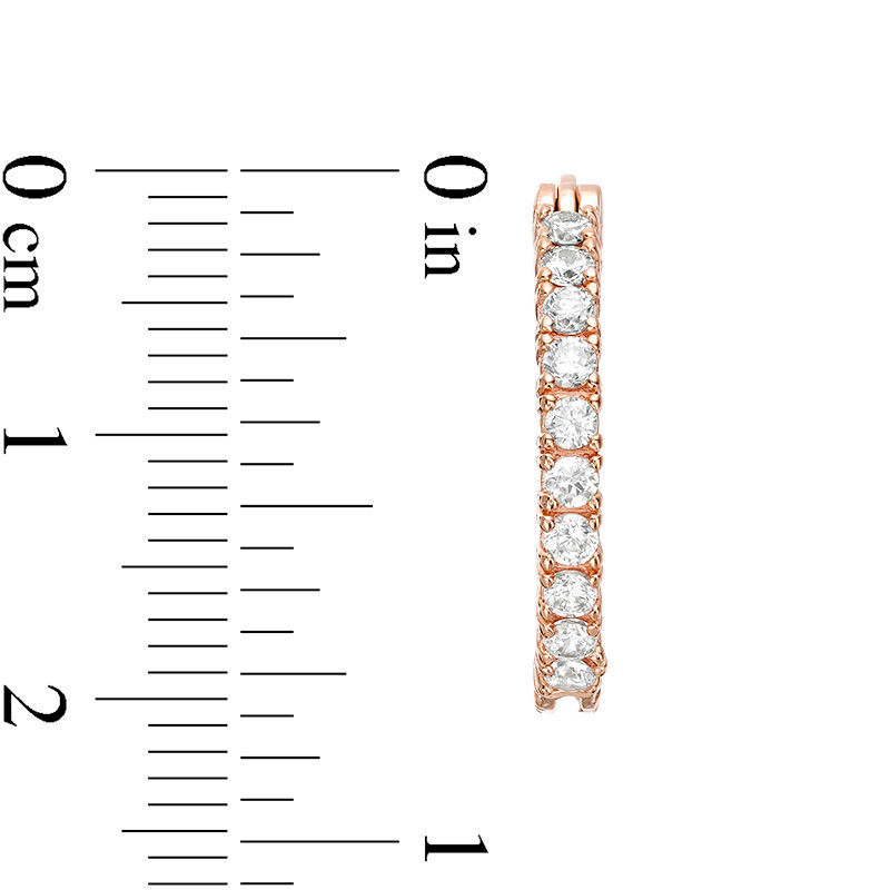 Main Image 2 of Lab-Created White Sapphire Inside-Out Hoop Earrings in Sterling Silver with 18K Rose Gold Plate