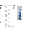 Thumbnail Image 2 of Lab-Created Blue Spinel and White Sapphire Ombré Huggie Hoop Earrings in Sterling Silver