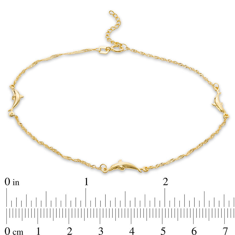 Dolphin Station Anklet in 10K Gold - 10"