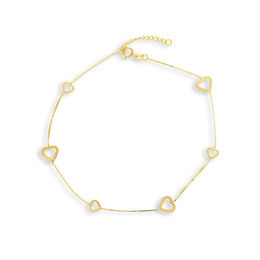 Small and Large Heart Outline Alternating Anklet in 10K Gold - 10&quot;