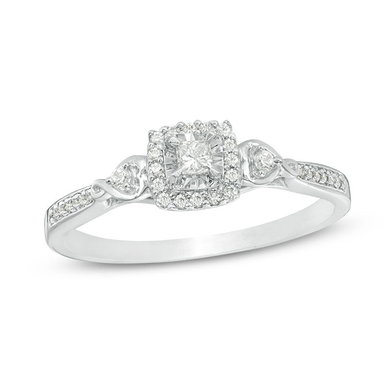 1/5 CT. T.W. Composite Diamond Heart-Shaped Promise Ring in 10K