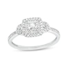 Thumbnail Image 0 of 1/5 CT. T.W. Princess-Cut Diamond Double Frame Leaf-Sides Ring in 10K White Gold