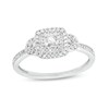 Thumbnail Image 1 of 1/5 CT. T.W. Princess-Cut Diamond Double Frame Leaf-Sides Ring in 10K White Gold