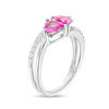 Thumbnail Image 1 of 6.0mm Heart-Shaped Lab-Created Pink and White Sapphire Split Shank Ring in Sterling Silver