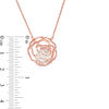 Thumbnail Image 1 of 10.0mm Lab-Created White Sapphire Rose Cage Necklace in Sterling Silver with 18K Rose Gold Plate
