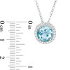 Thumbnail Image 1 of 9.0mm Blue Topaz and Lab-Created White Sapphire Frame Pendant in Sterling Silver
