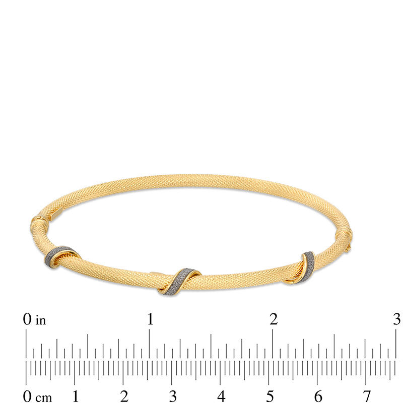 Main Image 2 of Made in Italy Glitter Enamel Ribbon Wrap Textured Tube Bangle in 14K Gold