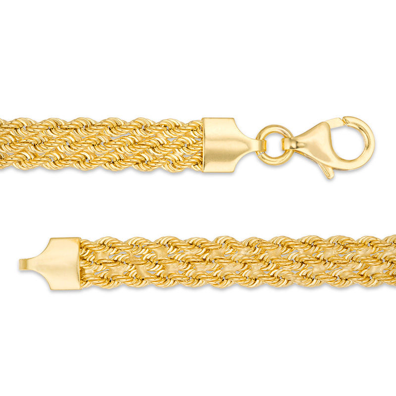 Made in Italy Triple Row Rope Chain "V" Necklace in 14K Gold - 17.5"